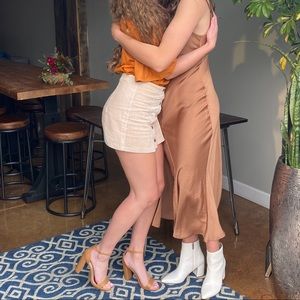 Free People brown slip dress M